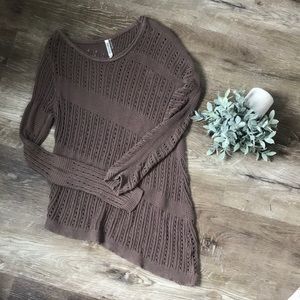 Boutique Long Sleeve Tunic Sweater Brown